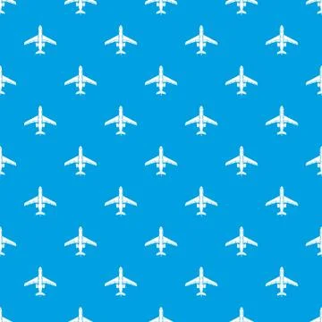 Passenger plane pattern seamless blue Illustrazione stock