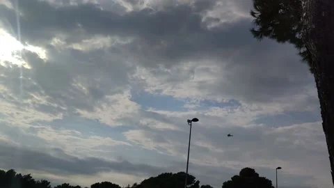 A passenger plane performs a horizontal flight in the sky. Stock Footage 197143295