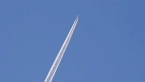 Passenger plane pulling over, Blue sky, Airspace Video Stock Footage 161095751
