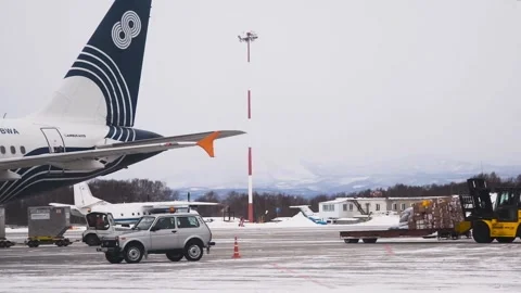 A passenger plane is on the runway Stock Footage 150783534