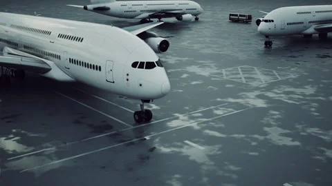 A passenger plane on the runway taken from the top view point 스톡 동영상 282851663