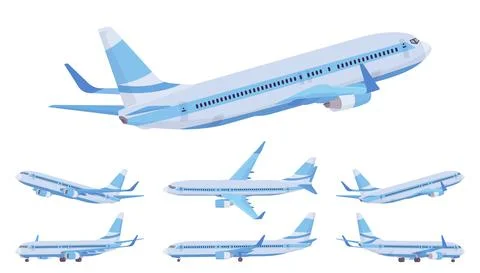 Passenger plane set Stock Illustration