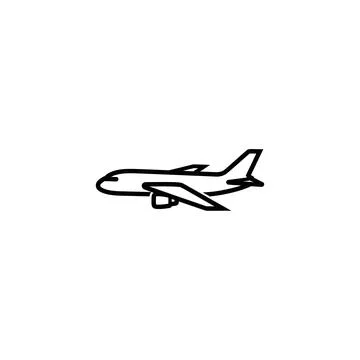 Passenger plane side profile line art graphic Stock Illustration