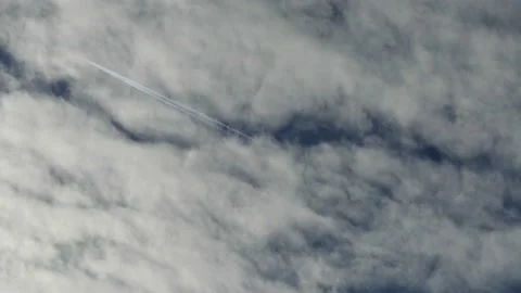 Passenger plane, sky and plane moving into the clouds, Stock Footage 166401768