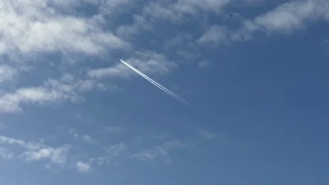 Passenger plane, sky and plane moving into the clouds, Stock Footage 166402500