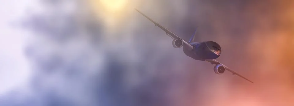 Passenger plane in the sky Stock Illustration