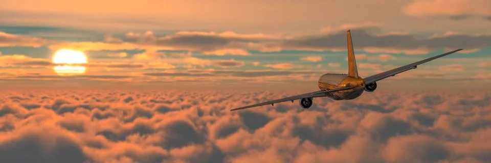 Passenger plane in the sky Stock Illustration