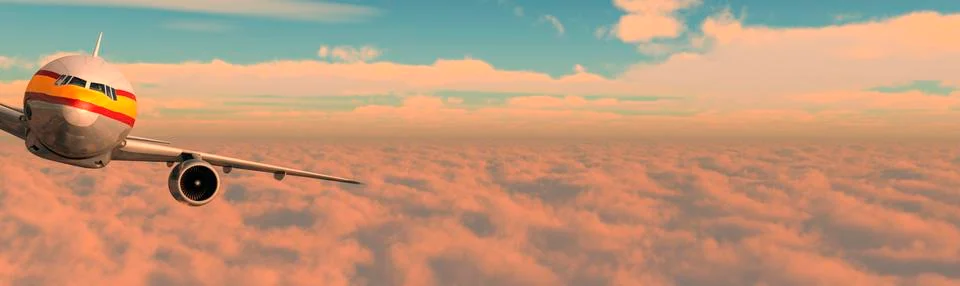 Passenger plane in the sky Stock Illustration