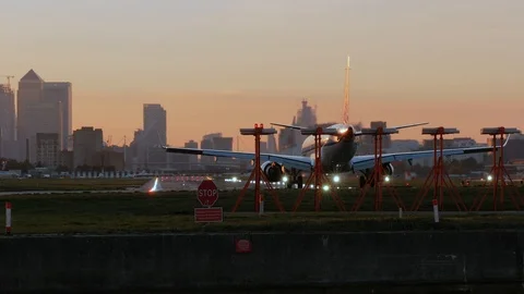 A passenger plane takes off Stock Footage 96910531