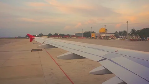 Passenger Point Of View In Airplane Pushed Back To Taxi As Crews Get Ready Stock-Footage 106852241