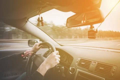 Passenger point of view on driver Stock Photos