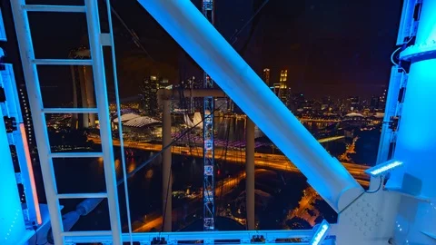 Passenger point of view inside the Singapore Flyer ferris wheel ride 스톡 동영상 97798402