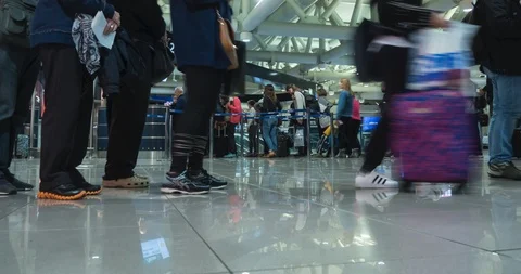 Passenger Queue at a Gate before the flight. Barcelona Airport. Time Lapse. Stock Footage 106907156