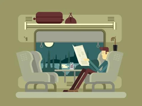 Passenger rides on train Stock Illustration