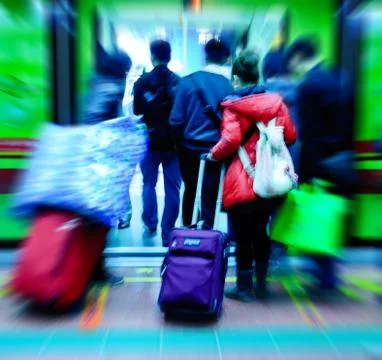 Passenger rush on train Stock-Fotos