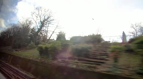Passenger seat train passing by Stock Footage 22370646