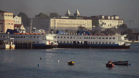 Passenger Ship arriving at the harbor Stock Footage 34283492