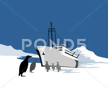 Passenger ship cargo boat anchor retro. Stock Illustration