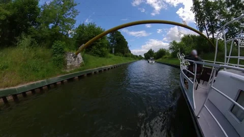 Passenger Ship Going Through a Canal POV Video stock 138841422