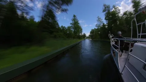 Passenger Ship Going Through a Canal Hyper Lapse POV Video stock 138841462