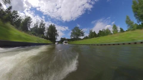 Passenger Ship Going Through a Canal Hyper Lapse POV Stock Footage 138841472