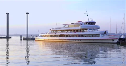 Passenger ship in the harbor, Bregenz, Lake Constance Video stock 315944674