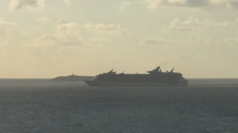 Passenger ship on the horizon Stock Footage 37871125