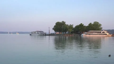 Passenger ship on Lake Balaton Stock Footage 299627683