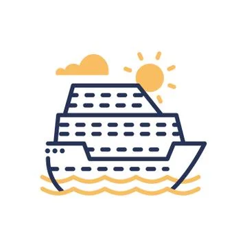Passenger Ship - modern vector single line icon Illustrazione stock