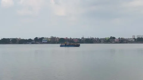 Passenger ship moving on river Stock Footage 295212131