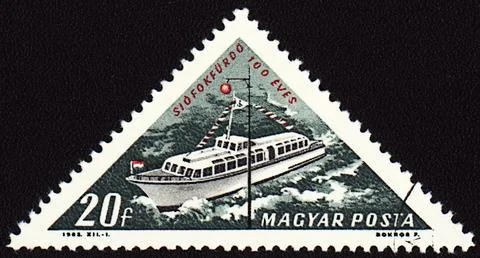 Passenger ship on post stamp Stock Photos