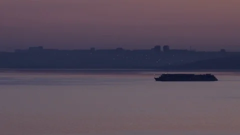 Passenger ship on the river (time lapse) Stock Footage 98264712