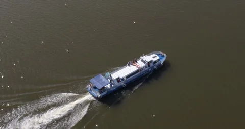 Passenger ship sailing on the river Ishim. Astana, Kazakshtan. Stock Footage 101856122