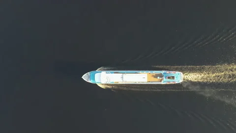 Passenger ship sails on the sea Video stock 155494658