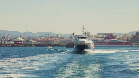 Passenger ship sails on the sea Stock Footage 246713788