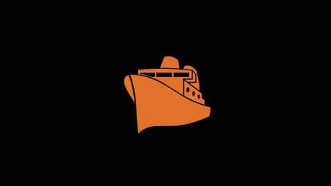 Passenger ship shape icon brown color animation on black background Stock Footage 279094152