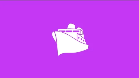 Passenger ship shape icon white color animation on purple background Stock Footage 279094183