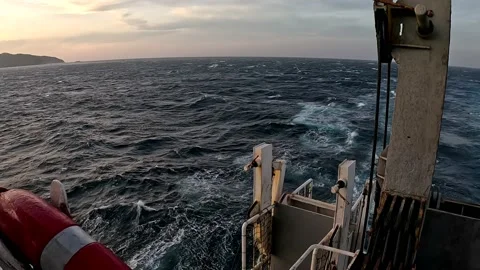 Passenger Ship Stern View While Sailing the Ocean Stock Footage 233648240