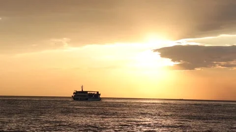 Passenger Ship on the Sunset Stock Footage 261303068