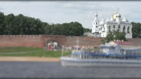 Passenger ship with tourists floating on river Stock Footage 81882645