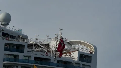 Passenger Ship Upper Deck Against Clear Sky Stock Footage 336560036