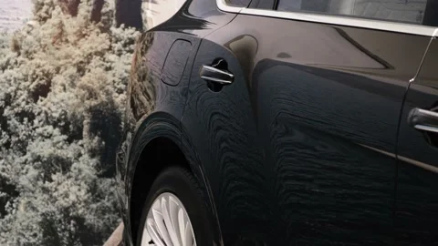 Passenger side doors of the modern black luxury SUV Stock Footage 136903650