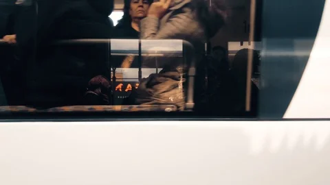 Passenger sight through the window while travelling by the tram in Eskisehir, Stock Footage 96910554