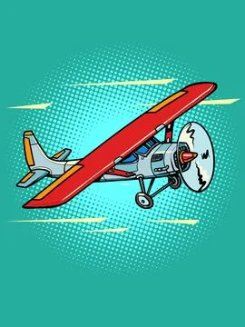 Passenger small propeller plane, retro recreational aviation Stock Illustration