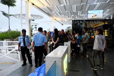 Passenger at ticket gate Stock Photos
