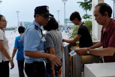 Passenger at ticket gate Stock Photos