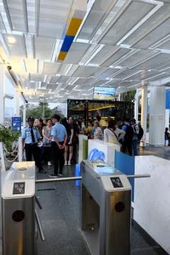 Passenger at ticket gate Stock Photos