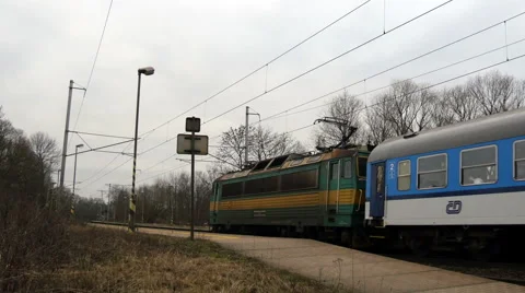 Passenger Train is approaching the station, Czech Republic Stock Footage 45977220