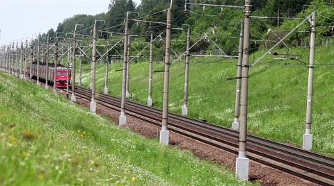 Passenger train arriving Stock Footage 68682074
