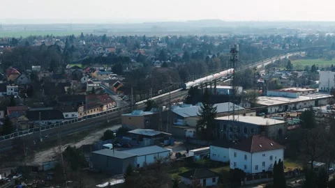 Passenger train arriving at train station Čelákovice Stock Footage 331097435